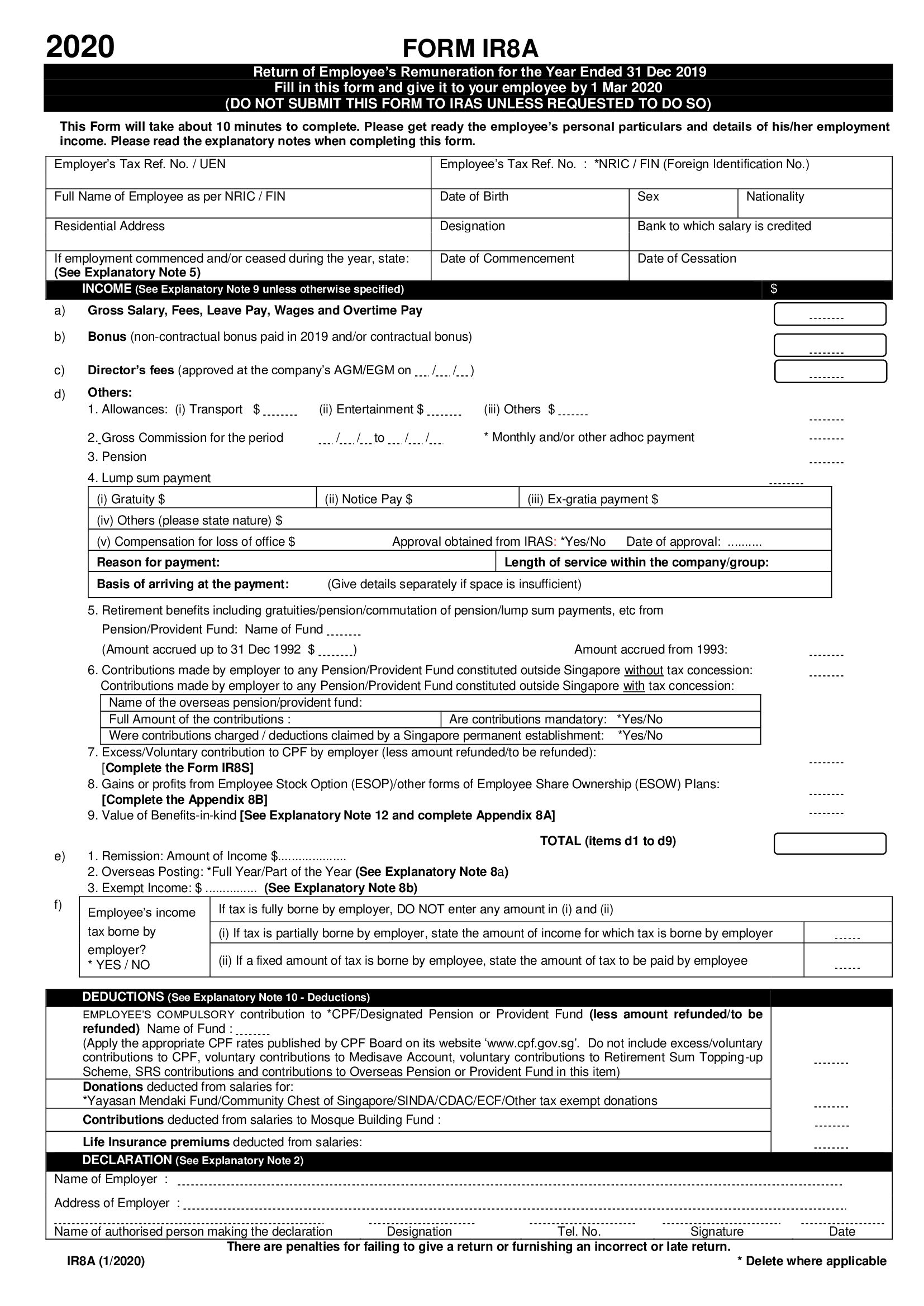 Form IR8A example