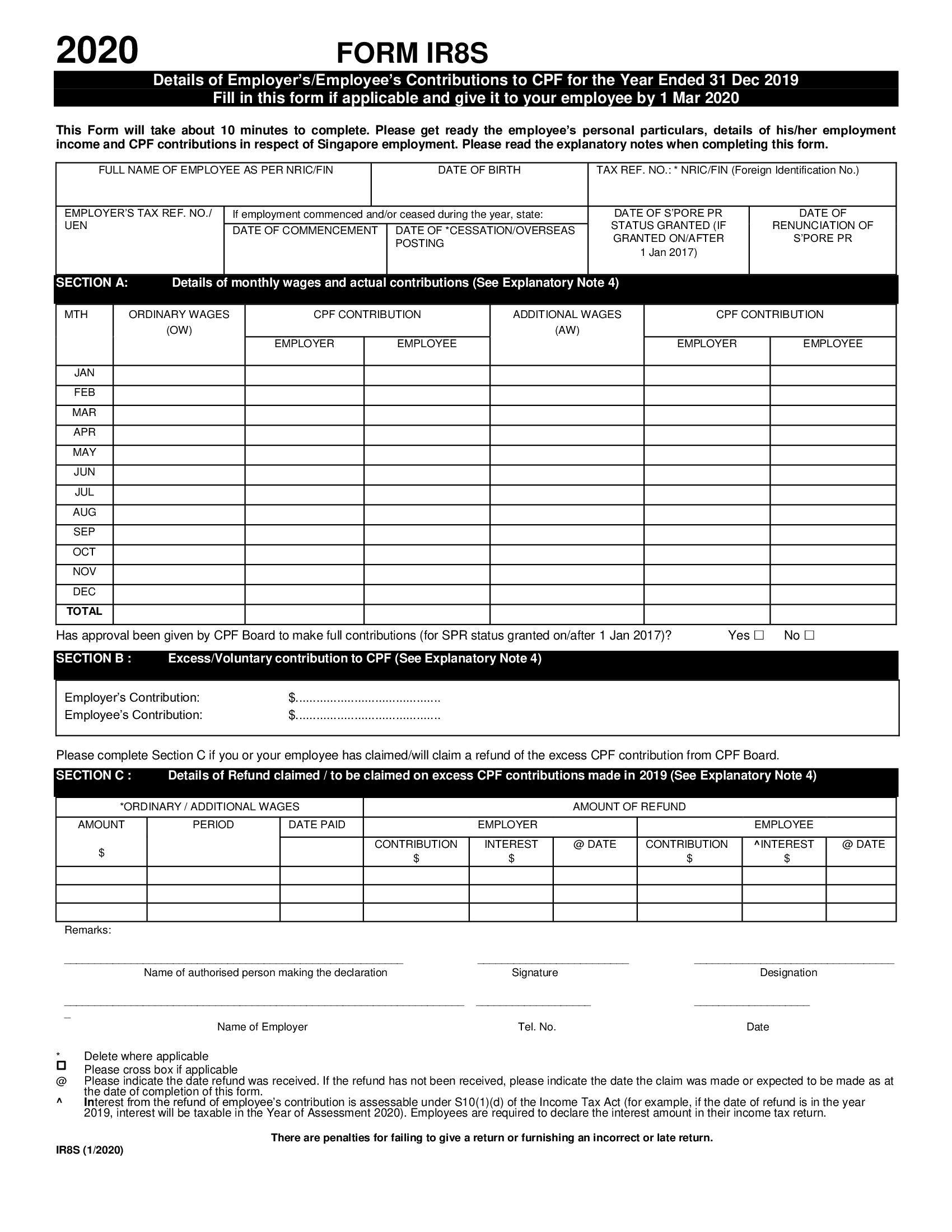 Form IR8S example