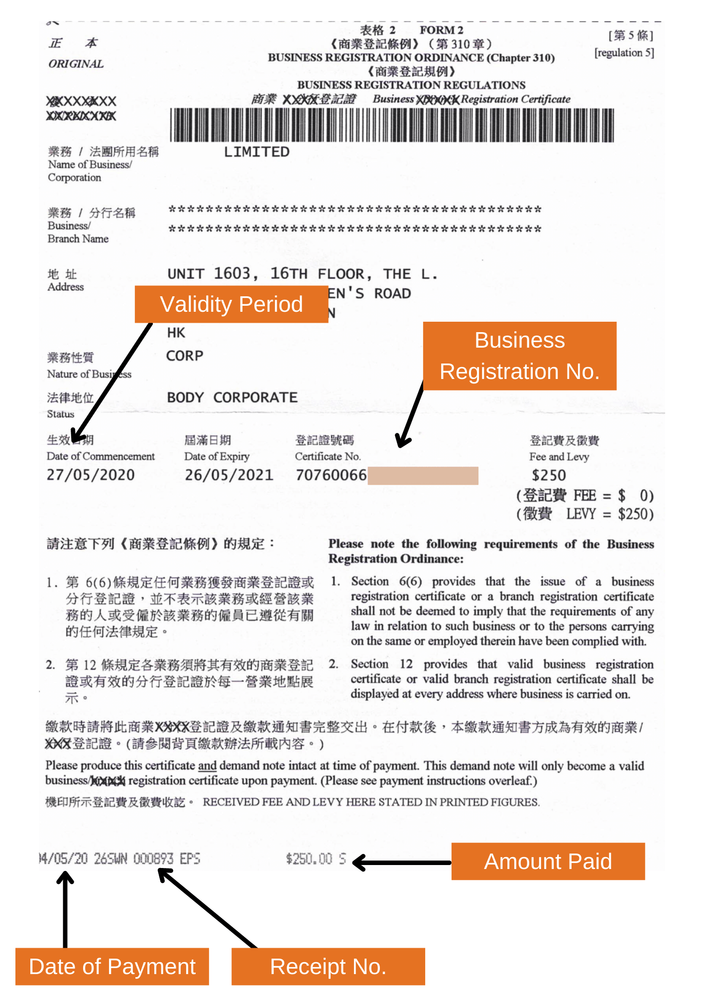 Business Registration Certificate in Hong Kong