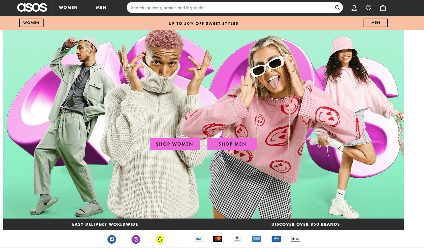 Screenshot of Asos UK