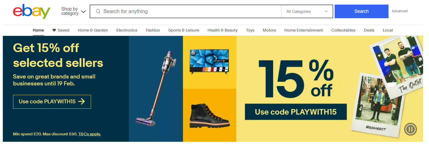 Screenshot of eBay UK