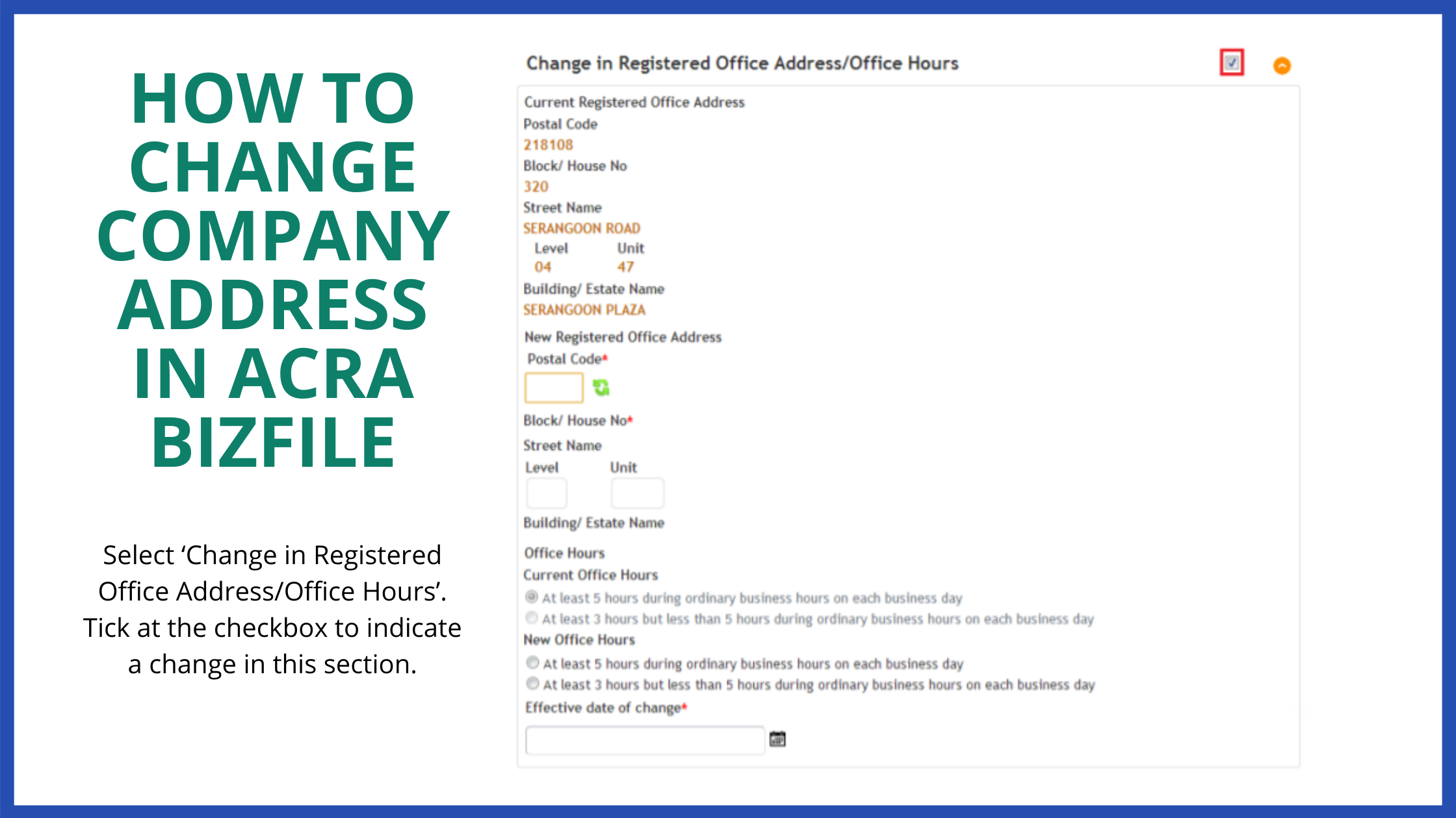 change company address in ACRA BizFile